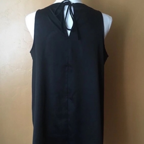 Alfani Sleeveless Black Satin Tunic Style Top with Embellished Neckline  (M) - Picture 3 of 10
